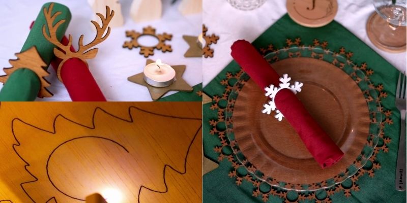 Details of the cosy Christmas table production with OKU Desk